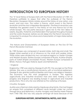 Introduction to European History
