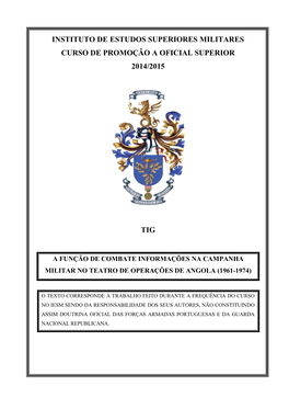 Instituto De Estudos Superiores Militares Curso De Promoção a Oficial Superior 2014/2015