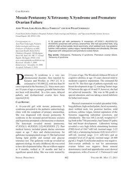 Mosaic Pentasomy X/Tetrasomy X Syndrome and Premature Ovarian Failure