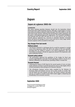 Country Report Japan at a Glance: 2003-04