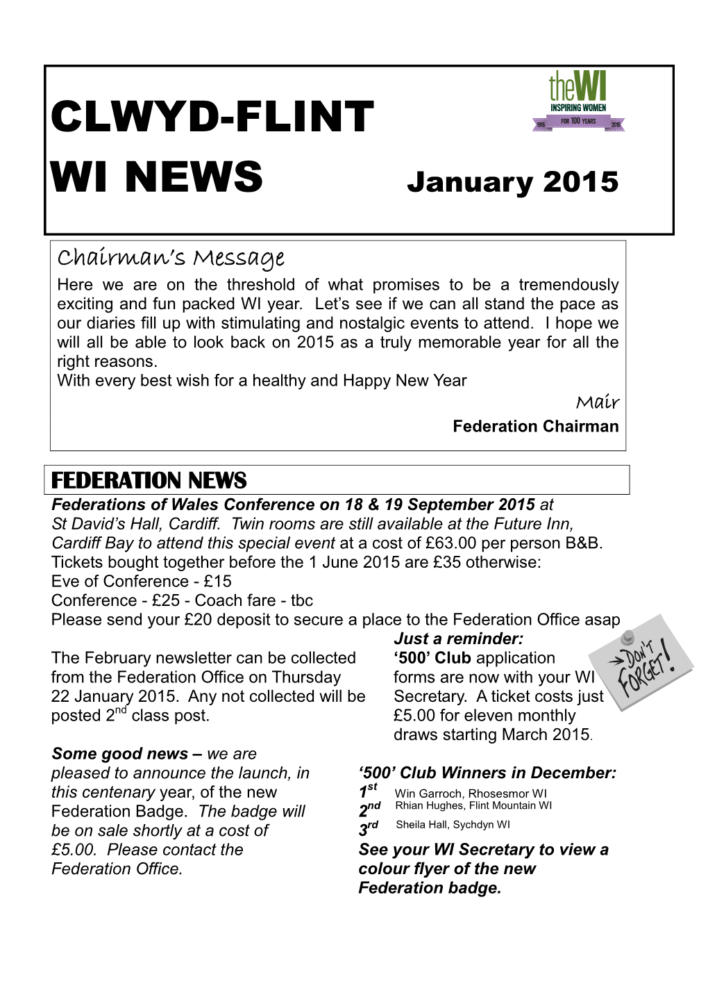 Clwyd-Flint Wi News