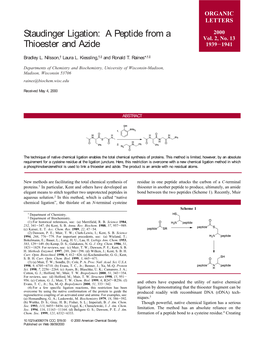 Staudinger Ligation: a Peptide from a Thioester and Azide