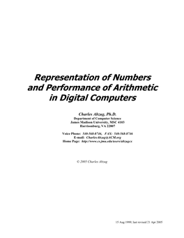 Representation of Numbers and Performance of Arithmetic in Digital Computers