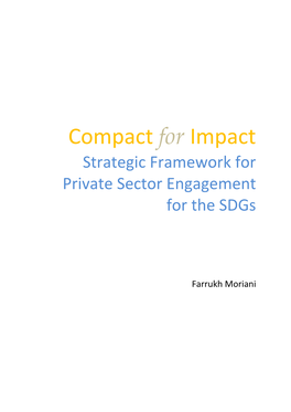 Compact for Impact Strategic Framework for Private Sector Engagement for the Sdgs