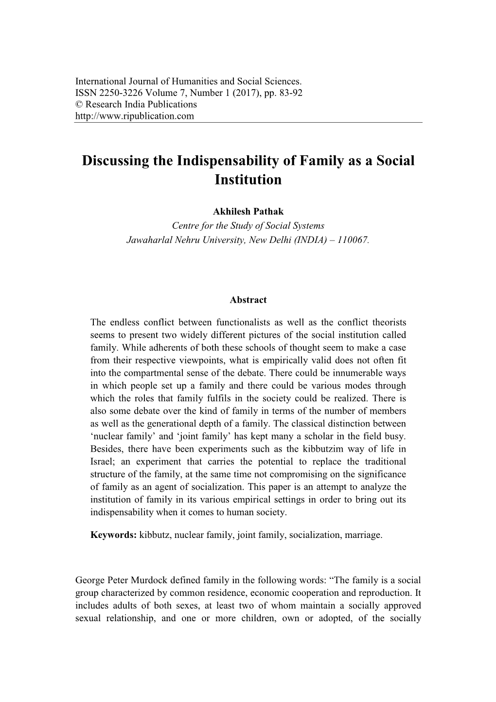 essay on home as the first social institution