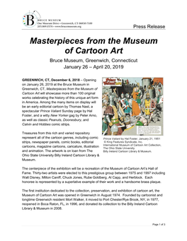 Masterpieces from the Museum of Cartoon Art Bruce Museum, Greenwich, Connecticut January 26 – April 20, 2019