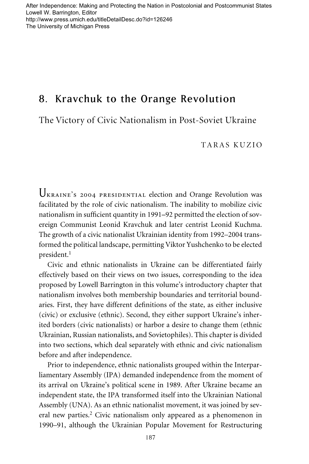 8. Kravchuk to the Orange Revolution