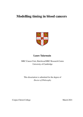 Modelling Timing in Blood Cancers