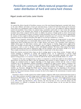 Penicillium Commune Affects Textural Properties and Water Distribution of Hard and Extra-Hard Cheeses