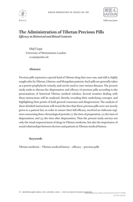 The Administration of Tibetan Precious Pills Efficacy in Historical and Ritual Contexts