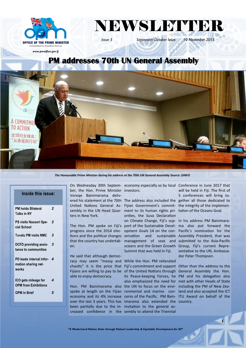 NEWSLETTER Issue 5 September-October Issue 10 November 2015