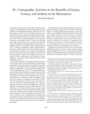 Cartographic Activities in the Republic of Genoa, Corsica, and Sardinia in the Renaissance Massimo Quaini
