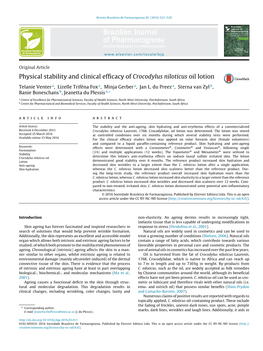 Physical Stability and Clinical Efficacy of Crocodylus Niloticus Oil