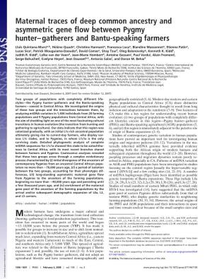 Maternal Traces of Deep Common Ancestry and Asymmetric Gene Flow Between Pygmy Hunter–Gatherers and Bantu-Speaking Farmers