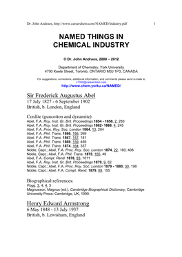 Named Things in Chemical Industry