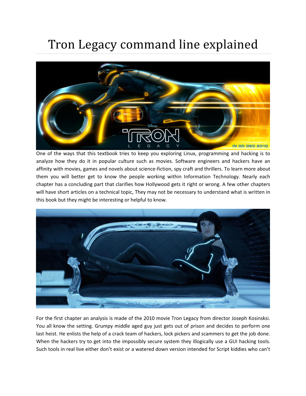 Tron Legacy Command Line Explained