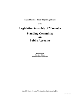 Legislative Assembly of Manitoba Standing Committee on Public