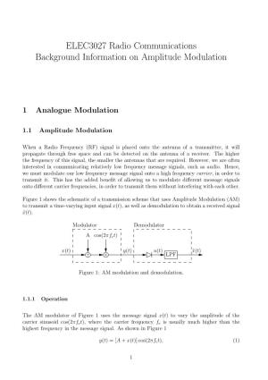 ELEC3027 Radio Communications Background Information on Amplitude Modulation