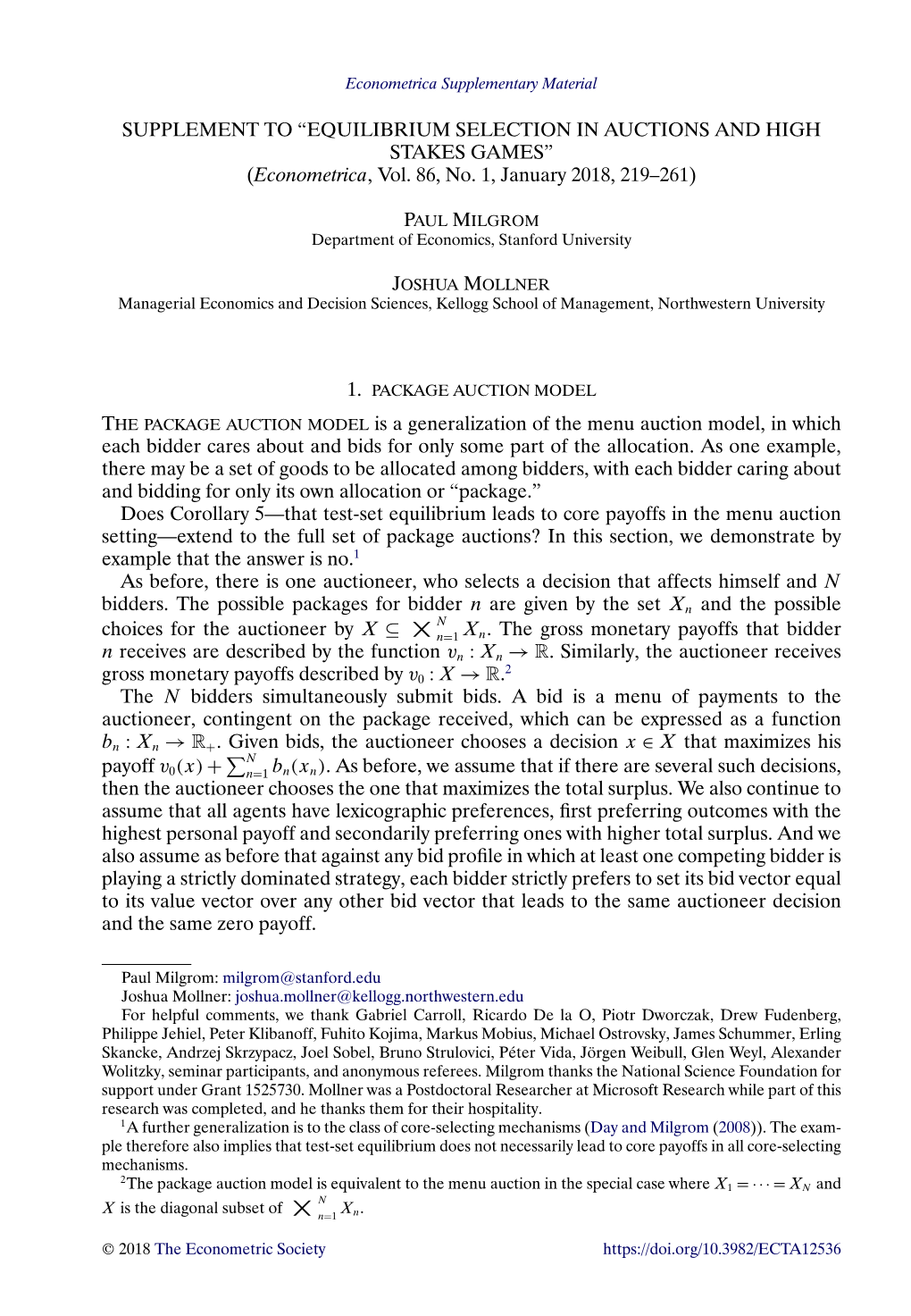 Supplement to "Equilibrium Selection in Auctions and High Stakes Games"