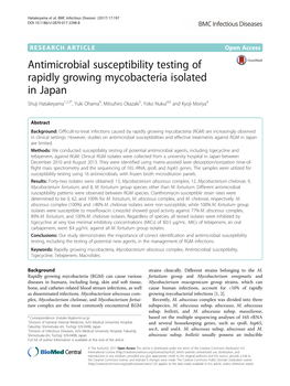 Antimicrobial Susceptibility Testing of Rapidly Growing Mycobacteria