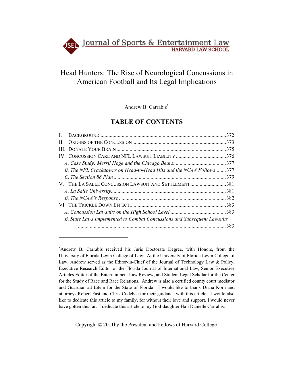 The Rise of Neurological Concussions in American Football and Its Legal Implications