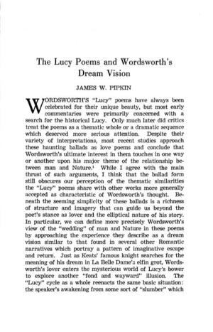 The Lucy Poems and Wordsworth's Dream Vision