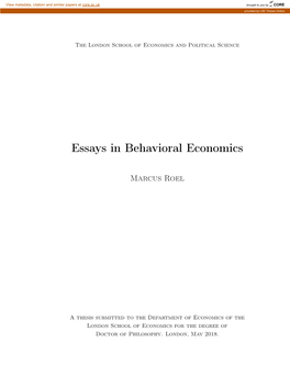 Essays in Behavioral Economics
