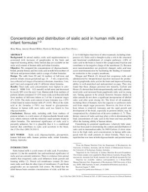 Concentration and Distribution of Sialic Acid in Human Milk and Infant Formulas1–3