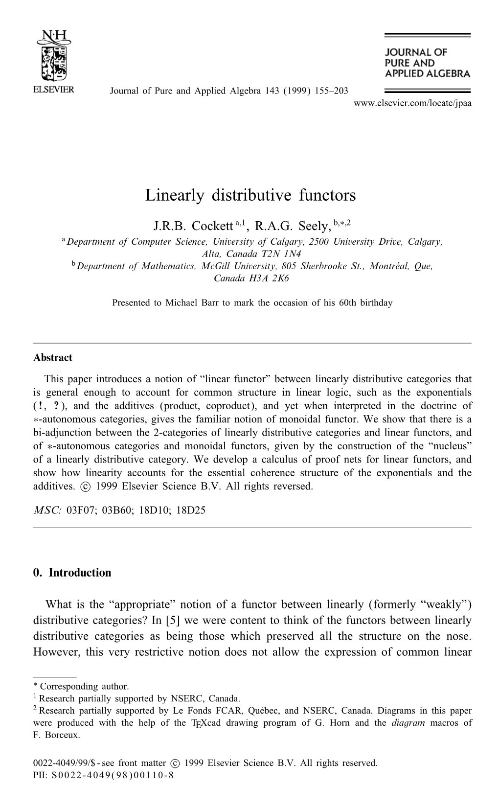 Linearly Distributive Functors