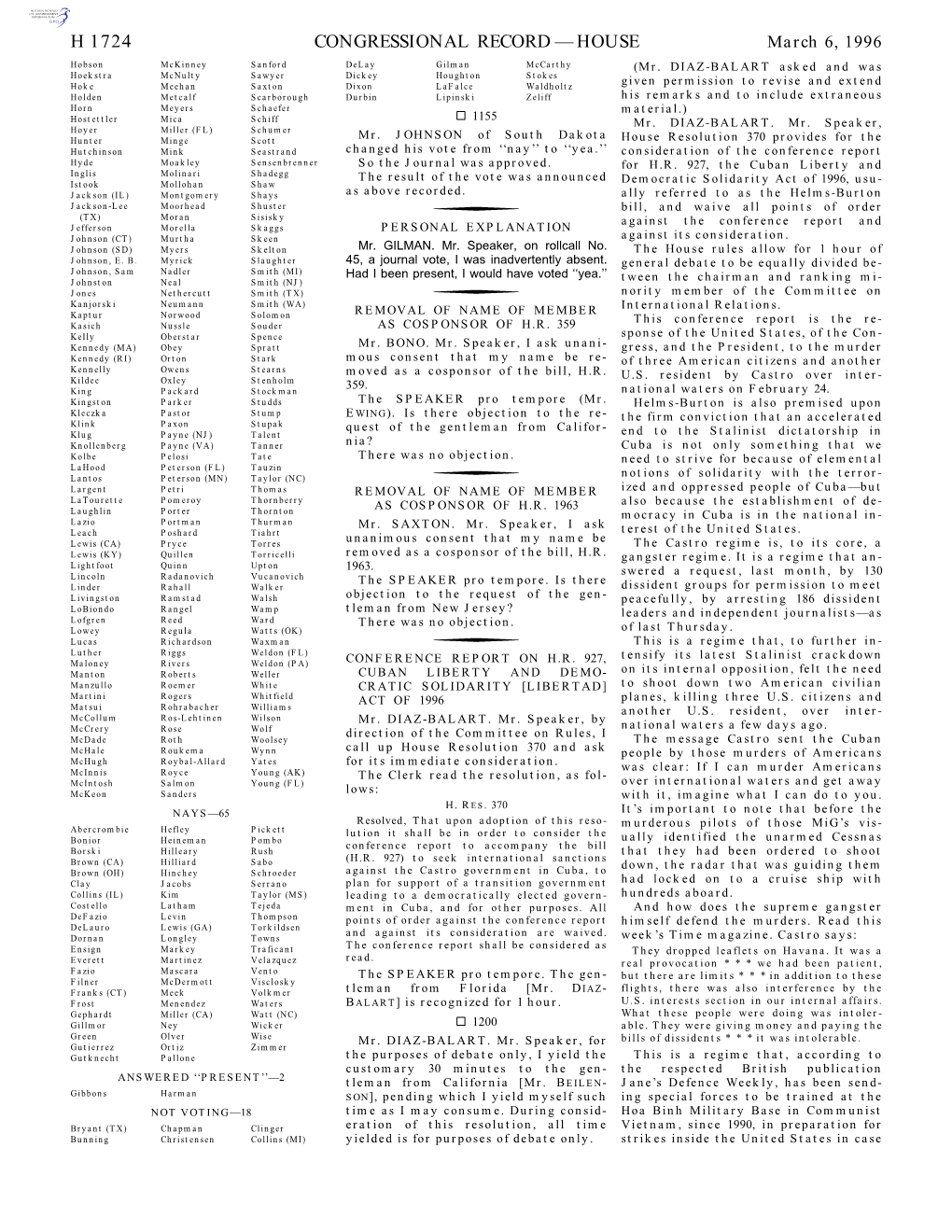 Congressional Record—House H 1724