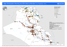 Iraq: Winterization Planning and Idps Sites by Elevation (As of September 2014)
