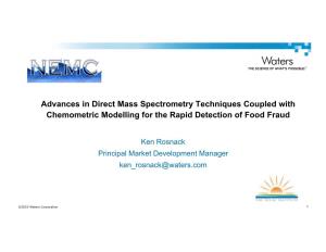 Advances in Direct Mass Spectrometry Techniques Coupled with Chemometric Modelling for the Rapid Detection of Food Fraud