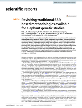 Revisiting Traditional SSR Based Methodologies Available for Elephant Genetic Studies M