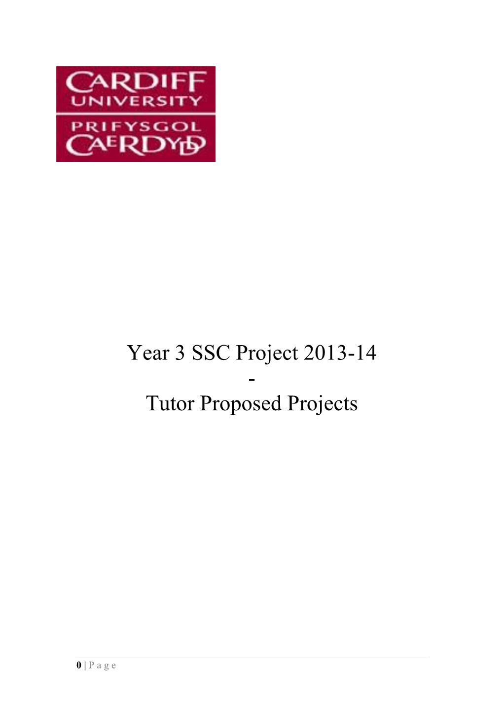 Year 3 SSC Project 2013-14 - Tutor Proposed Projects