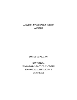 Aviation Investigation Report A02w0115 Loss of Separation
