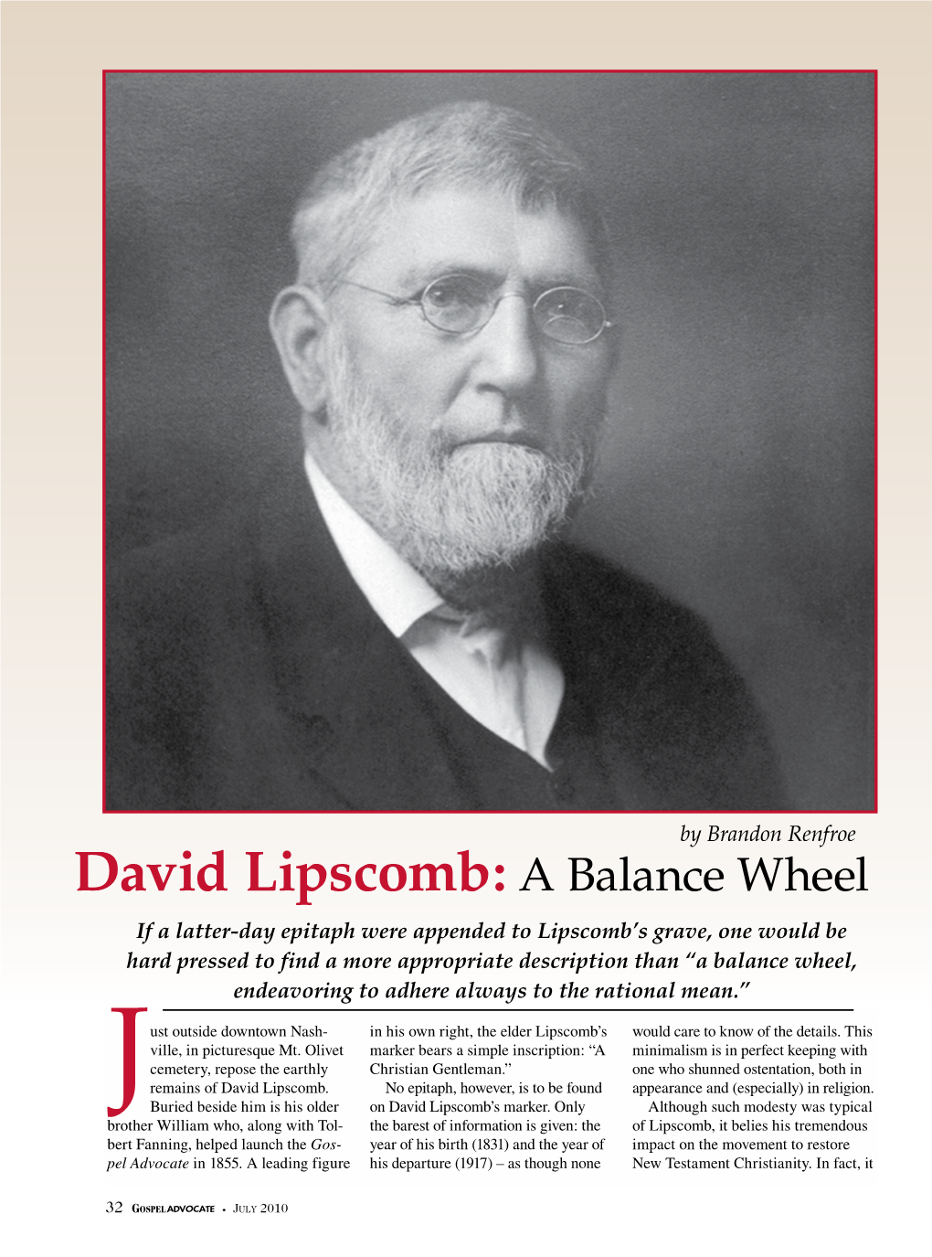 David Lipscomb: a Balance Wheel