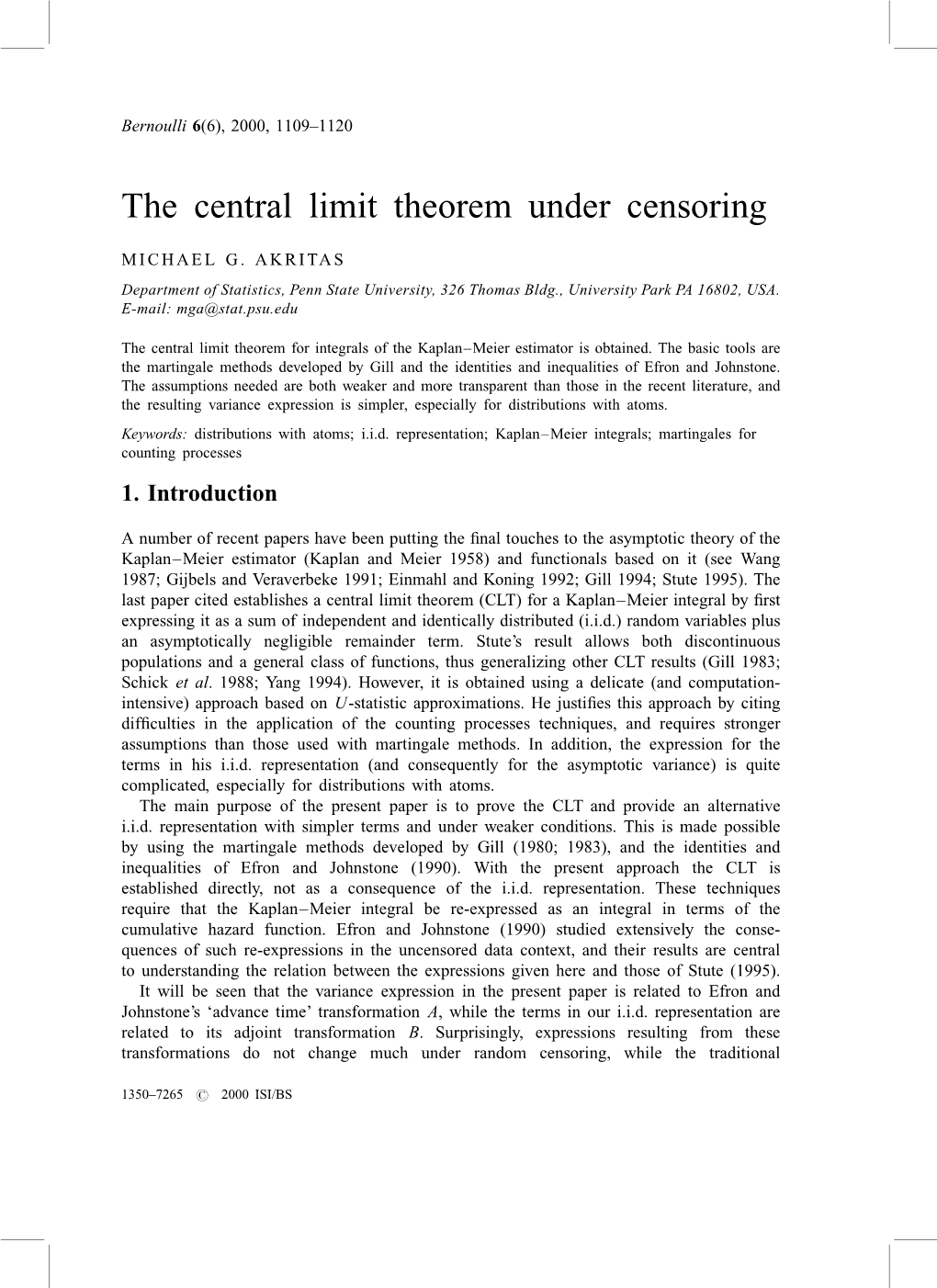 The Central Limit Theorem Under Censoring