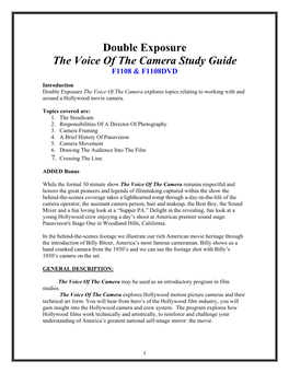 Double Exposure the Voice of the Camera Study Guide F1108 & F1108DVD
