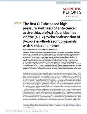 Pressure Synthesis of Anti-Cancer Active Thiazolo[4,5-C]