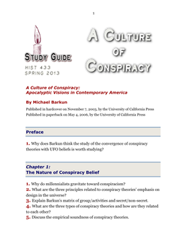 Preface Chapter 1: the Nature of Conspiracy Belief