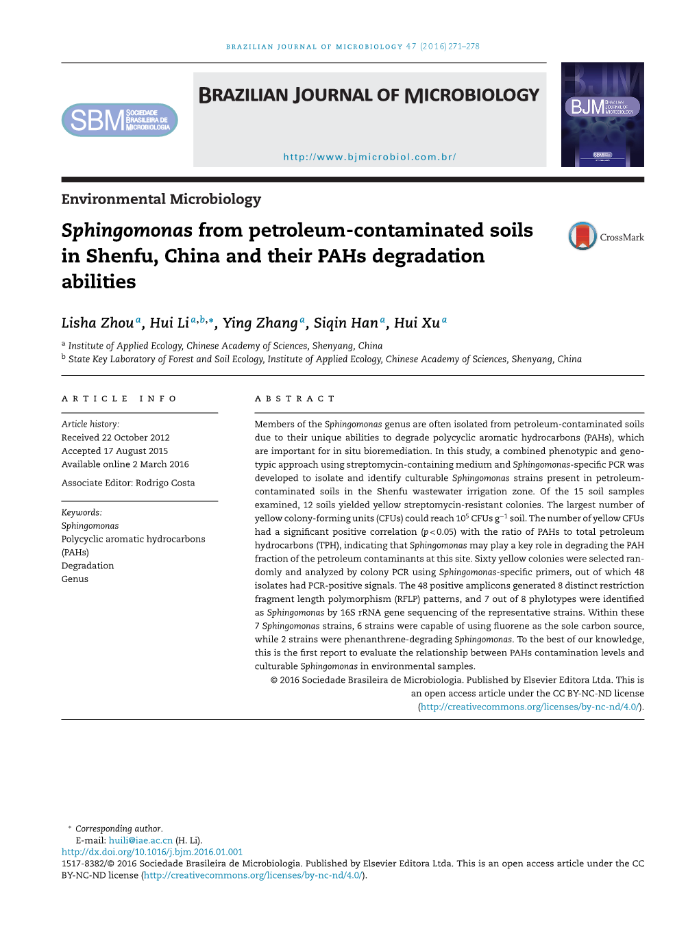 Sphingomonas from Petroleum-Contaminated Soils In