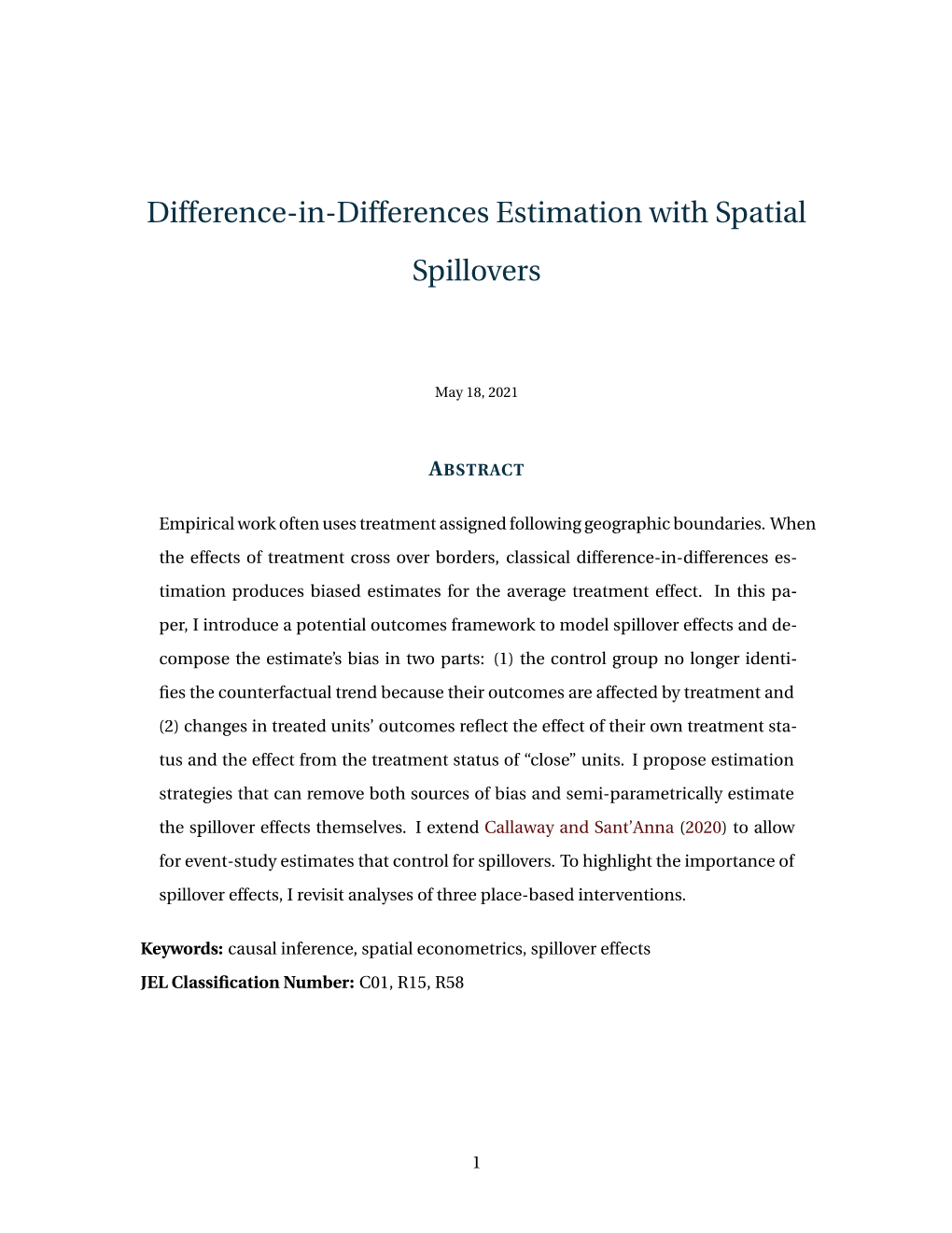 Difference-In-Differences with Spatial Spillovers