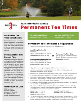 2021 Permanent Tee Time Application