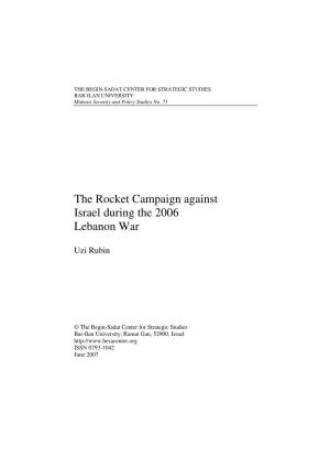 The Rocket Campaign Against Israel During the 2006 Lebanon War