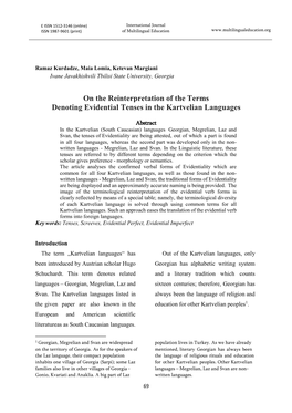 On the Reinterpretation of the Terms Denoting Evidential Tenses in the Kartvelian Languages
