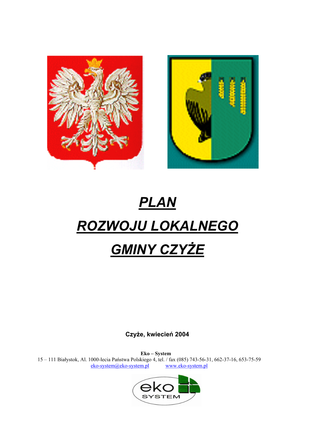 Plan Rozwoju Lokalnego Gminy Czyże