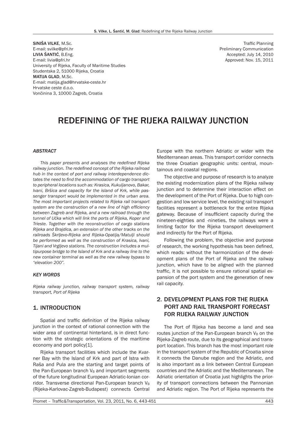 Redefining of the Rijeka Railway Junction