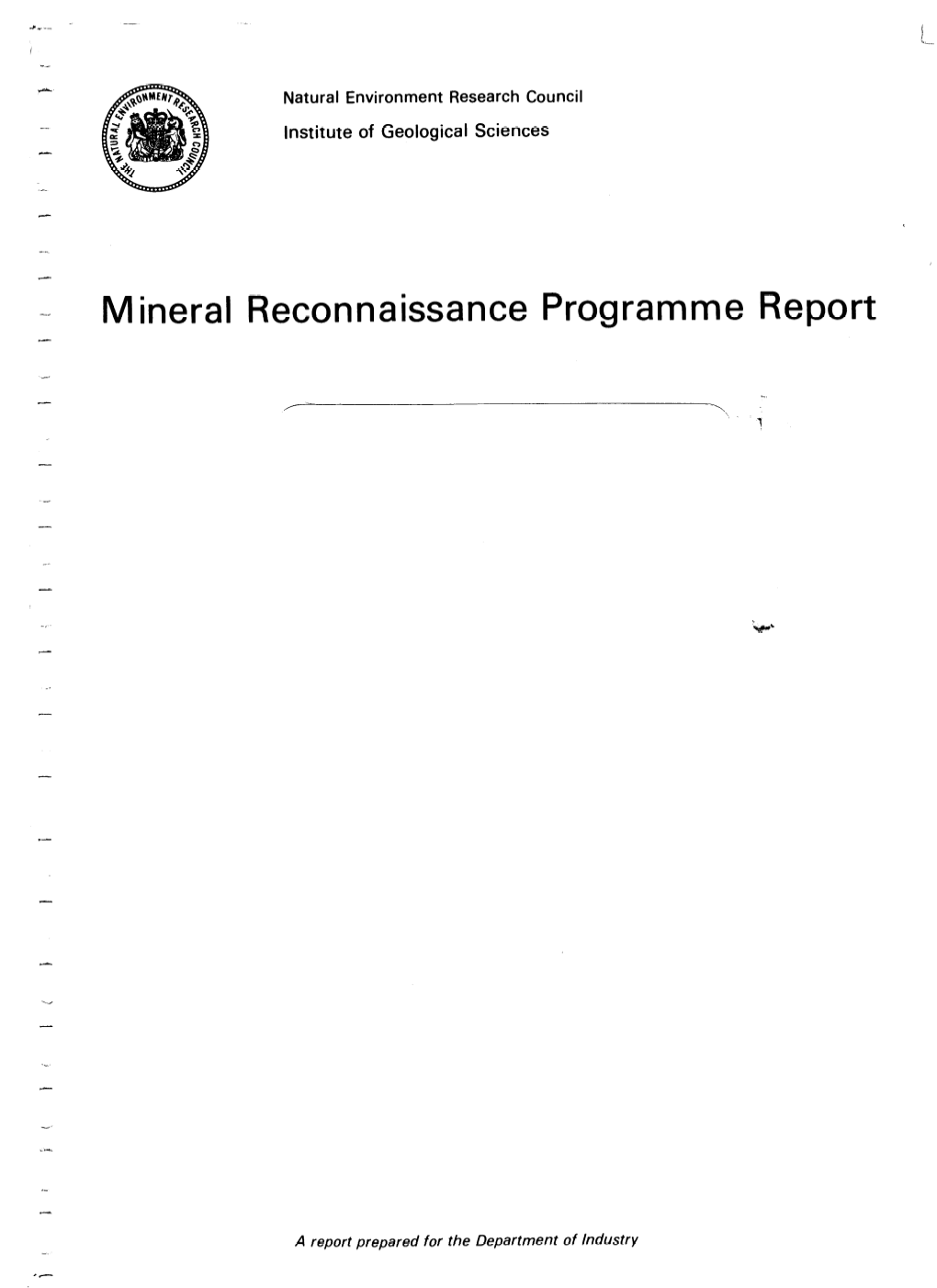 Mineral Reconnaissance Programme Report