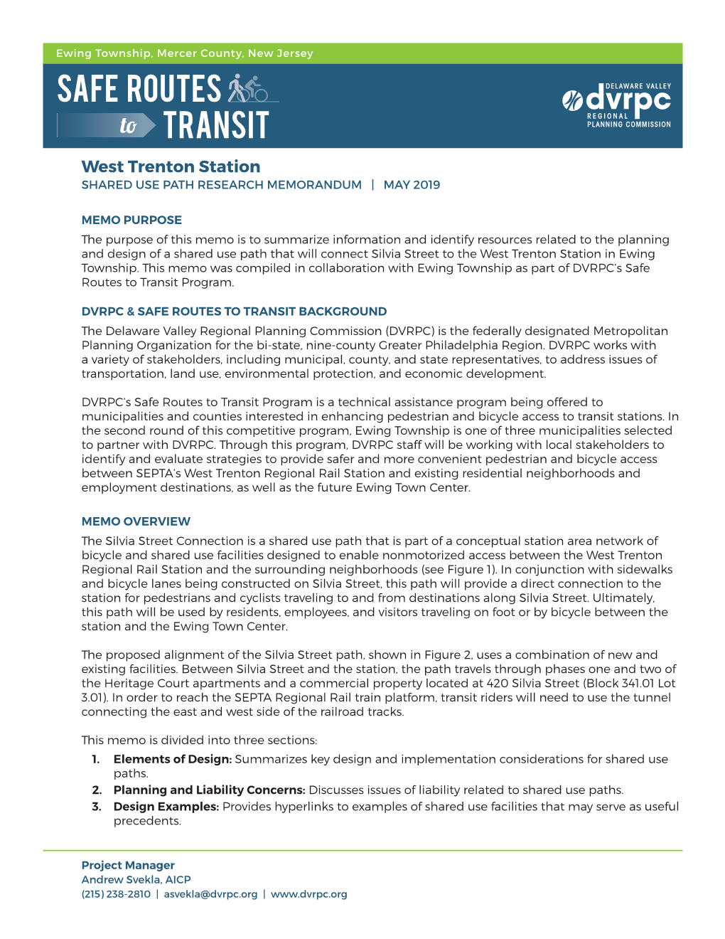 West Trenton Station SHARED USE PATH RESEARCH MEMORANDUM | MAY 2019