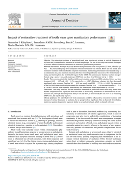 Impact of Restorative Treatment of Tooth Wear Upon Masticatory Performance T ⁎ Stanimira I